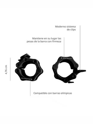 Imagen 2 del producto Set 2 de Collarines Para Barras Olímpicas Bodytrainer Negros