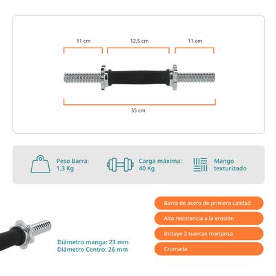 Imagen 2 del producto Barra Mancuerna Preolimpica Bodytrainer PRF 35 CM