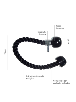 Imagen 2 del producto Cuerda Bodytrainer para Triceps Biceps Polea Doble Agarre