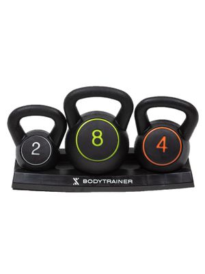 Imagen 1 del producto Set 3 Pesas Rusas Kettlebell Bodytrainer 2/4/8 Kg Con base