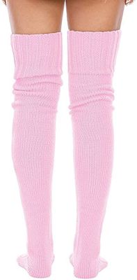 Imagen 2 del producto Calcetas Invierno tejidas encima de Rodilla ROSADA
