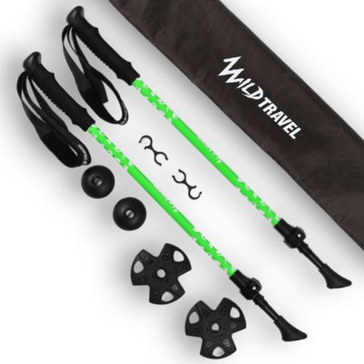 Pack 2 Bastones Trekking Wild Travel Diseñado Para Niños/as Verde