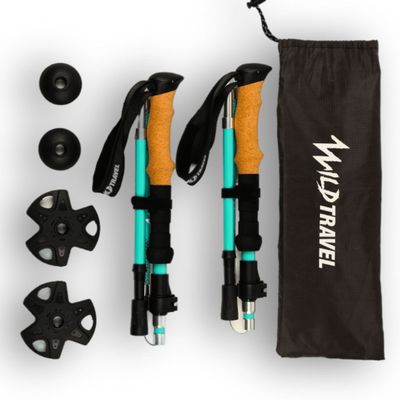 Bastones De Trekking 2 Unidades Par Plegable Celeste