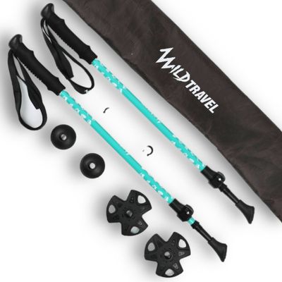 Pack 2 Bastones Trekking Wild Travel Diseñado Para Niños/as Celeste