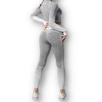 Imagen 2 del producto Conjunto Fitness Blanco Gimnasio 2 Piezas Manga Larga Sin Costuras