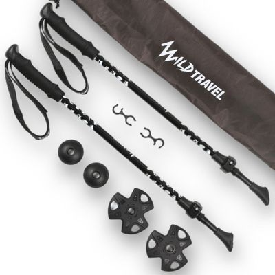Pack 2 Bastones Trekking Wild Travel Diseñado Para Niños/as Negro