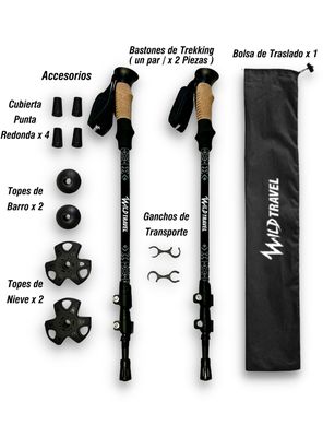 Imagen 2 del producto Bastones de Trekking Wild Travel 2 unidades Celeste
