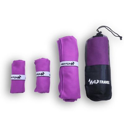 Imagen 2 del producto Pack 3 Toalla Microfibra Morado Wild Travel Secado Rápido