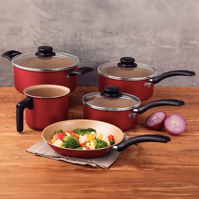 Imagen 2 del producto Batería De Cocina Juego Ollas Tramontina Turim 5 Piezas Rojo