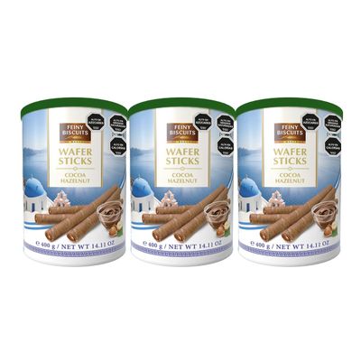 Pack 3 Latas Barquillos Wafer Sticks Crema Avellana 400g