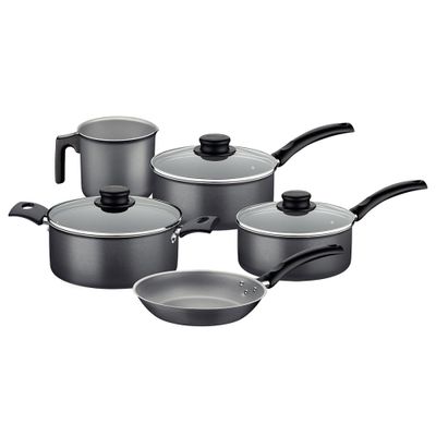 Batería De Cocina Juego Ollas Tramontina Turim 5 Pzas Negro