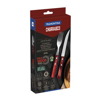 Imagen 2 del producto Juego De Cubiertos Para Asados Tramontina Polywood 12 Piezas