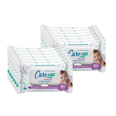 Imagen 2 del producto Pack 12x80un Toallas Húmedas Care Up Baby Con Tapa