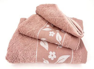 Imagen 2 del producto Andes Juego Toallas Jacquard Hojas 3Piezas Rosa 100% Algodón