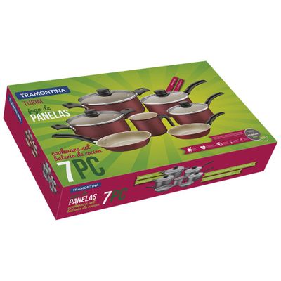 Imagen 2 del producto Batería De Cocina Juego Ollas Tramontina Turim 7 Piezas Rojo