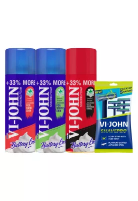 Pack 3 Espumas de Afeitar 400 gr + Maquina Desechable 5 Uds