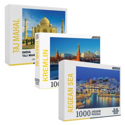 3 Rompecabezas 1000 Pieza 70x50cm Mar Egeo Kremlin Taj Mahal