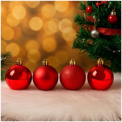 Imagen 2 del producto 12 Bambalinas Navideñas Esferas 4cm Rojas Adorno Decoración