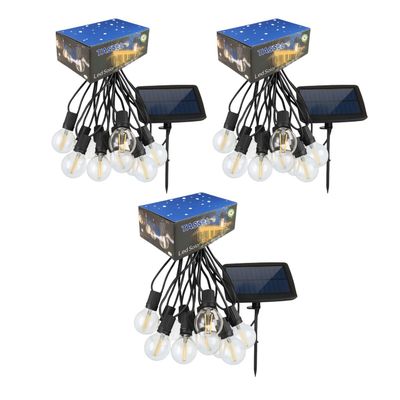 Set 3 Guirnalda Solar Luces 20 Led 7 M Calida Navidad