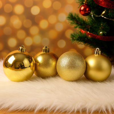 Imagen 2 del producto 4 Bambalinas Esferas Navideñas Dorado 12cm Decoracion Navidad