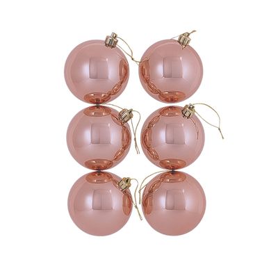 6 Esferas Navideñas Bambalinas Adorno 6cm Rosa Decoracion