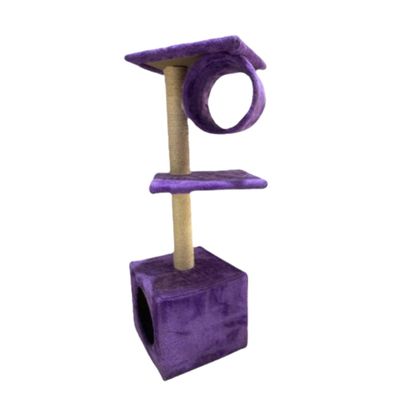 Imagen 2 del producto Rascador Repisa Para Gatos Torre De 2 Pisos Gatos 90cm Morado