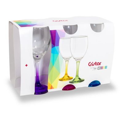 Imagen 2 del producto Display 6 Copas Vino Versalles Pie Color 300mL Multicolores