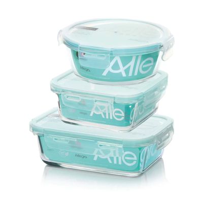 Set 3 Contenedores Tapers Hermeticos De Vidrio Allegra
