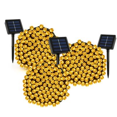 Set 3 Luces Navideñas Solar Calidas 100 Led 10M Decoracion