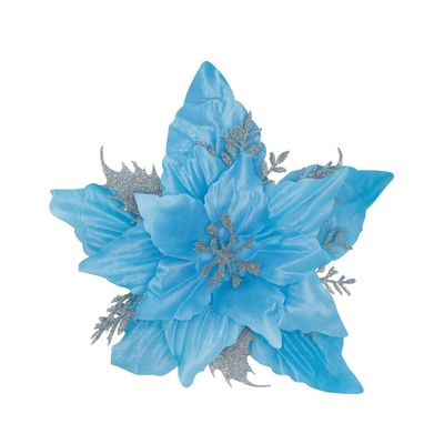 Imagen 1 del producto Set 12 Flores Artificiales Arbol Navidad Azul Decoracion