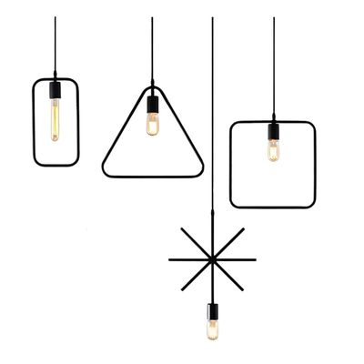 Set 4 Lamparas Colgantes Figuras Geométricas Vintage Negro