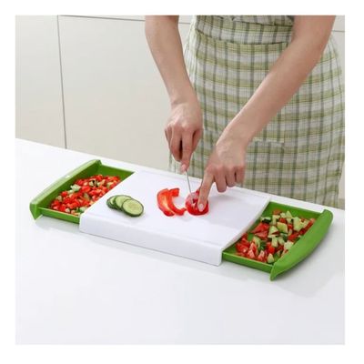 Imagen 2 del producto Tabla Cortar 37cm Bandeja Residuos Verde Profesional Cocina