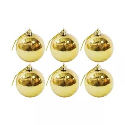 6 Esferas Navideñas Bambalinas 4cm Adorno Dorado Decoracion