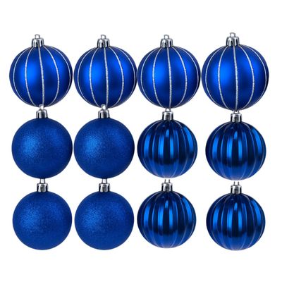 Imagen 1 del producto 12 Bambalinas Esferas Navideñas Azul 6cm Decoracion Navidad