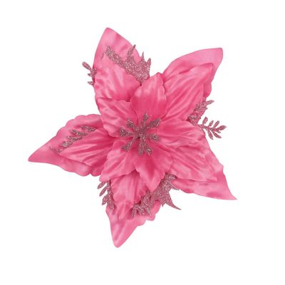 Set 12 Flores Artificiales Arbol Navidad Rosadas Decoracion