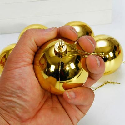 Imagen 2 del producto 6 Esferas Navideñas Bambalinas Adorno 8cm Dorado Decoracion