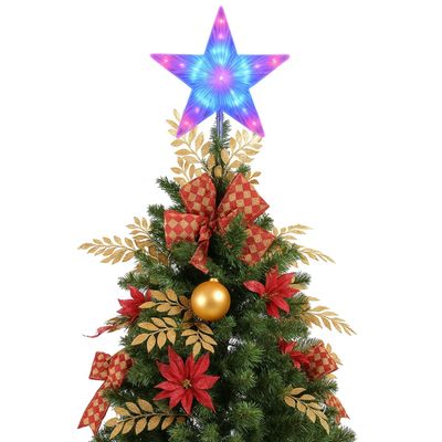 Imagen 2 del producto Estrella Punta Arbol Led RGB A Pilas Navidad 15cm Decoracion