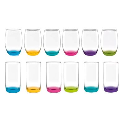 Imagen 1 del producto Pack 6 Vasos Altos Modelos Monterrey + 6 Mikonos Fondo Color Cristar