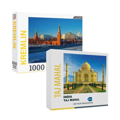 2 Rompecabezas 1000 Piezas 70x50cm Kremlin Taj Mahal