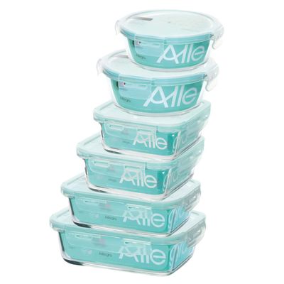 Set 6 Contenedores Tapers Hermeticos De Vidrio Allegra