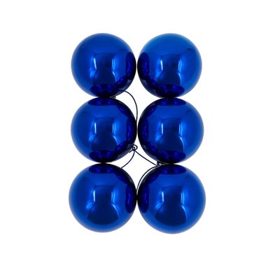 6 Esferas Navideñas Bambalinas 4cm Adorno Azul Decoracion