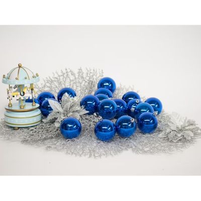 Imagen 2 del producto 6 Esferas Navideñas Bambalinas 4cm Adorno Azul Decoracion