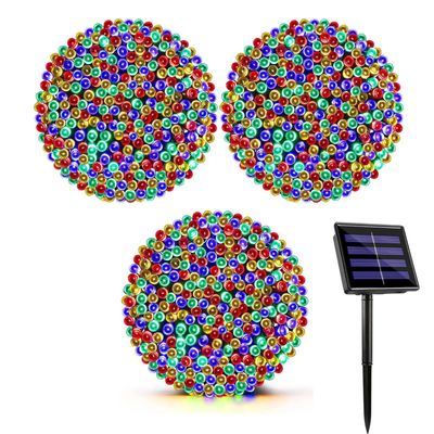 Set 3 Luces Guirnalda Navidad Solar 200 Led RGB 20M Hogar