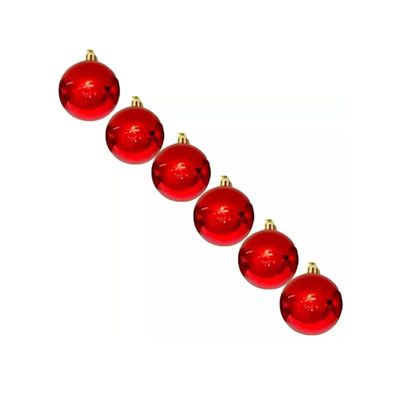 6 Esferas Navideñas Bambalinas 4cm Adorno Rojo Decoracion