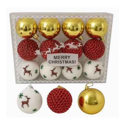 12 Esferas Navideñas Bambalinas 8cm Adorno Decoración Hogar