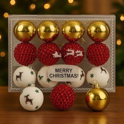 Imagen 2 del producto 12 Esferas Navideñas Bambalinas 8cm Adorno Decoración Hogar