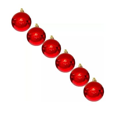 6 Esferas Navideñas Bambalinas Adorno 6cm Rojo Decoracion