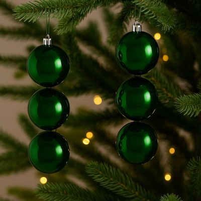 Imagen 2 del producto 6 Esferas Navideñas Bambalina 4cm Adorno Verde Decoracion