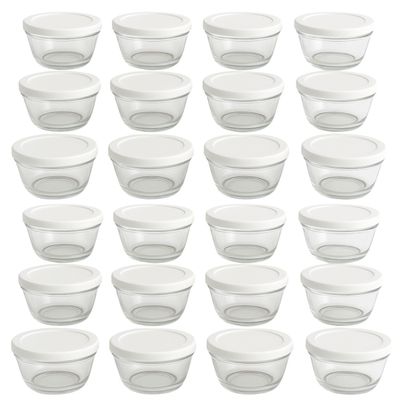 Set 24 Bowls Tazon Recipiente Redondo De Vidrio Con Tapa