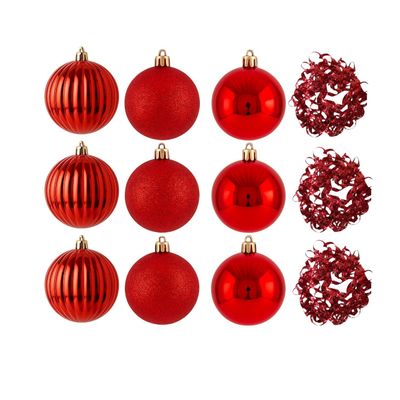 Imagen 1 del producto Set 12 Adornos Navideños Bambalinas Rojo 6cm Decoración